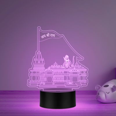 3D Illusion Ayodhya Ram Mandir Led Night Lamp Multicolored Light for Religious Gifts Home Decoration